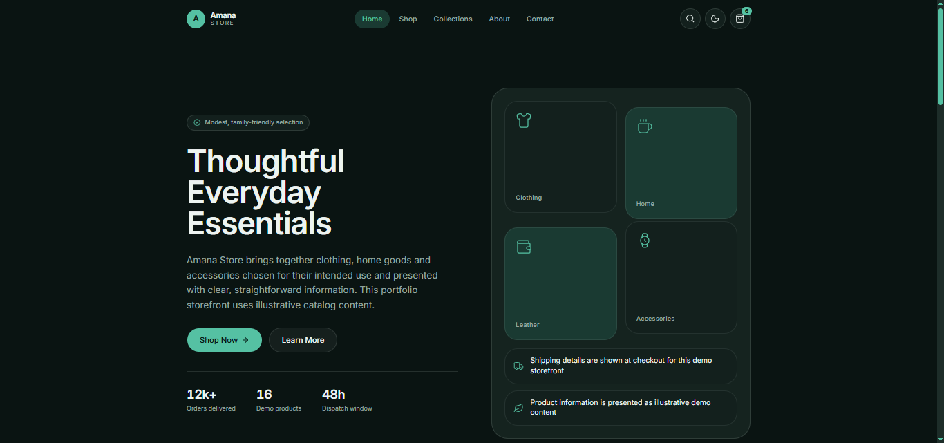 Amana Store website preview